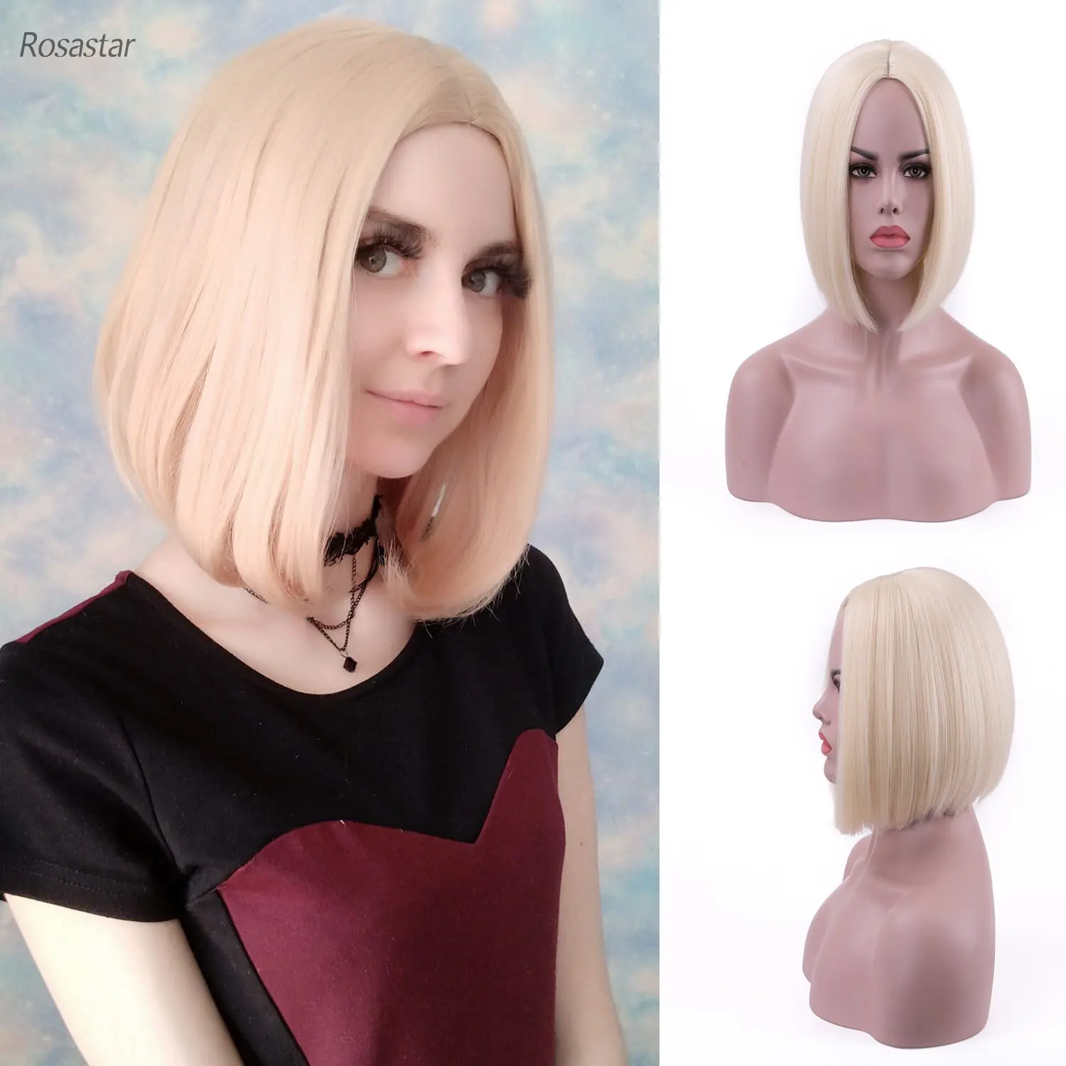Rosa Star Short Straight Bob Hair Wigs Natural Middle Part Blonde Color Synthetic Fibers Heat Resistant Cosplay Daily Wig Women
Rosa Star Short Straight Bob Hair Wigs Natural Middle Part Blonde Color Synthetic Fibers Heat Resistant Cosplay Daily Wig Women