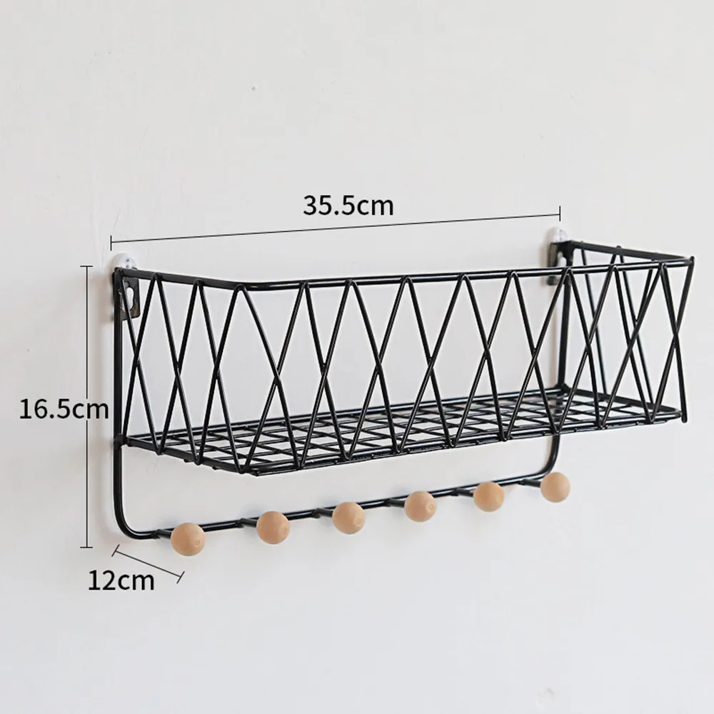 Nordic Style Wall Mounted Hanging Wooden Iron Storage Rack Living Room Storage Shelf Organizer Mesh Basket Wall Decoration
Nordic Style Wall Mounted Hanging Wooden Iron Storage Rack Living Room Storage Shelf Organizer Mesh Basket Wall Decoration