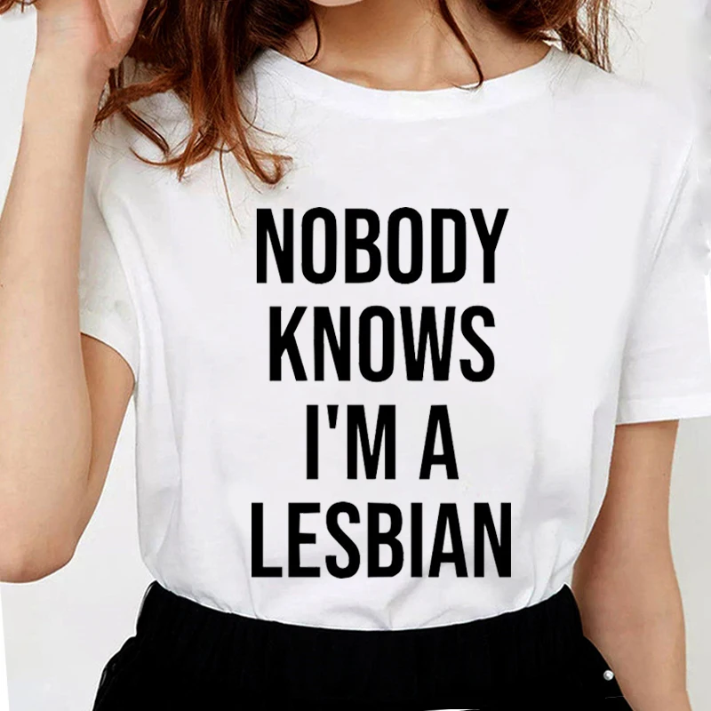 Nobody Knows I'm A Lesbian T shirts Women Letter Graphic Tees Women Soft Cotton White Tops
Nobody Knows I'm A Lesbian T shirts Women Letter Graphic Tees Women Soft Cotton White Tops