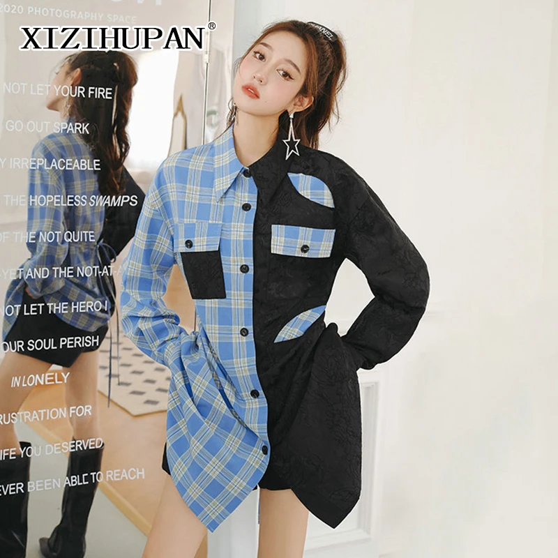 XIZIHUPAN Korean Loose Fashion Plaid Women's Shirt Lapel Long Sleeve Patchwork Colorblock Long Blouses Female 2021 Autumn Style
XIZIHUPAN Korean Loose Fashion Plaid Women's Shirt Lapel Long Sleeve Patchwork Colorblock Long Blouses Female 2021 Autumn Style