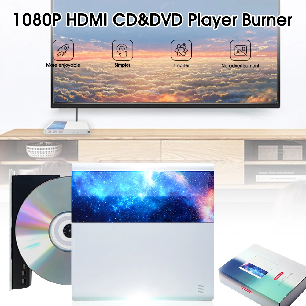 Внешний DVD-привод USB 3,0/Φ с 1080P HDMI CD/DVD-плеером, горелкой для компьютеров, телевизоров, ноутбуков
Внешний DVD-привод USB 3,0/Φ с 1080P HDMI CD/DVD-плеером, горелкой для компьютеров, телевизоров, ноутбуков
