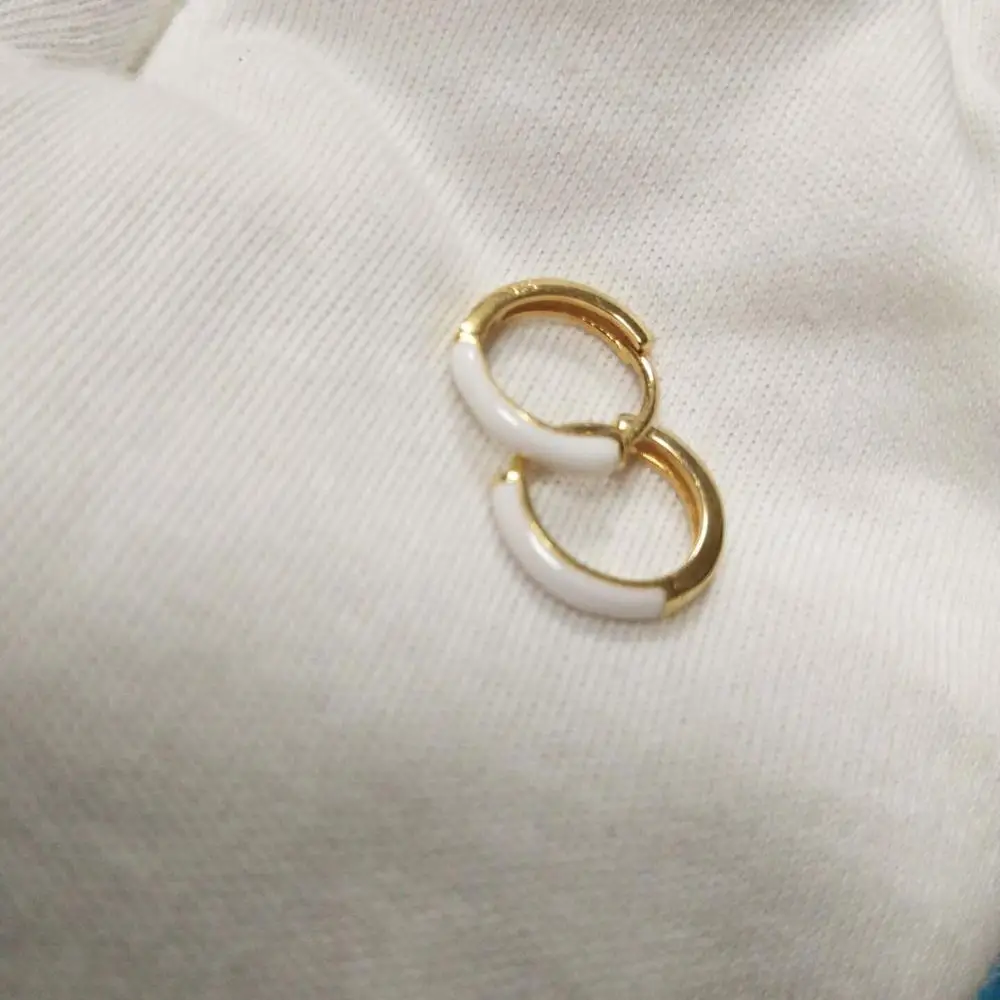 LOZRUNVE Simple Design 925 Silver Enamel Small Huggie Earring Jewelry