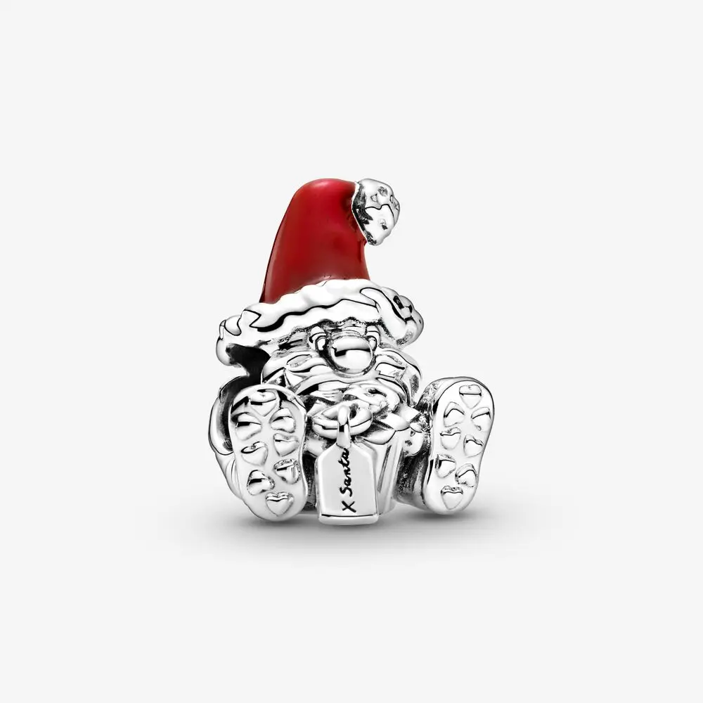 

New Winter Seated Santa Claus Present Charms 925 Sterling Silver Enamel Beads fit Original Bracelet Christmas Gift DIY Jewelry