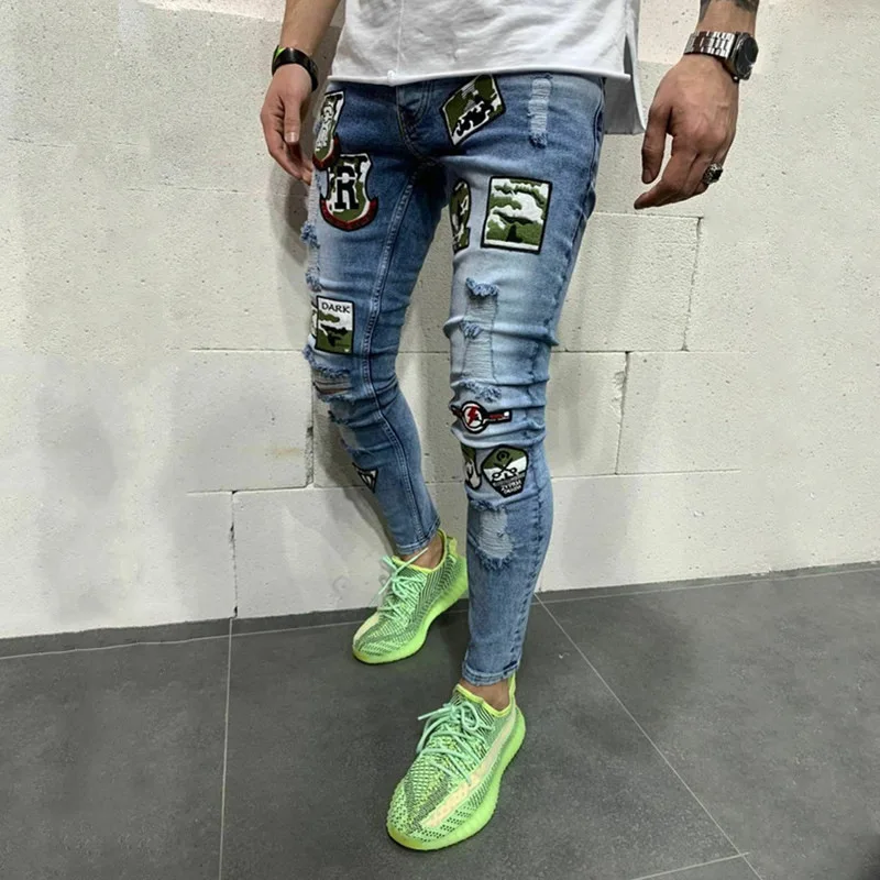 Men New Patch Beggar Ripped Jeans Destroyed Hole Taped Small Feet Slim Fit Denim Pants Casual Stretch High Quality Trousers
Men New Patch Beggar Ripped Jeans Destroyed Hole Taped Small Feet Slim Fit Denim Pants Casual Stretch High Quality Trousers