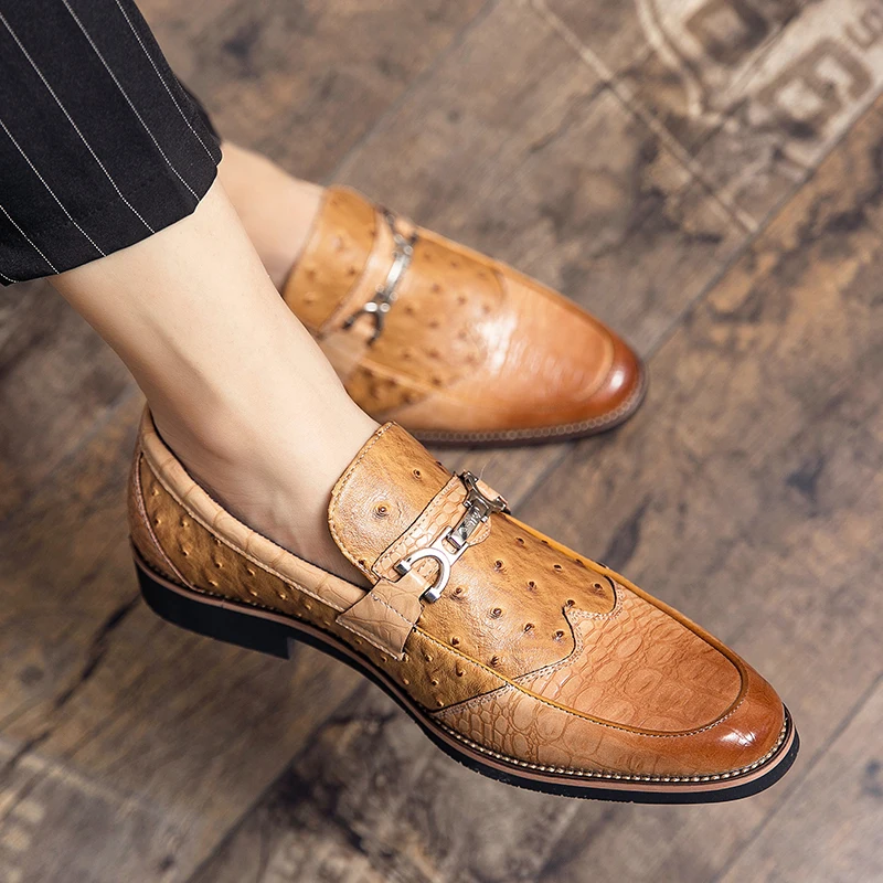 2021 High Quality Moccasin Spring Summer Men's Dress Shoes Faux Ostrich Leather Formal Shoe Slip-on Brown Brogues Plus Size 48
2021 High Quality Moccasin Spring Summer Men's Dress Shoes Faux Ostrich Leather Formal Shoe Slip-on Brown Brogues Plus Size 48