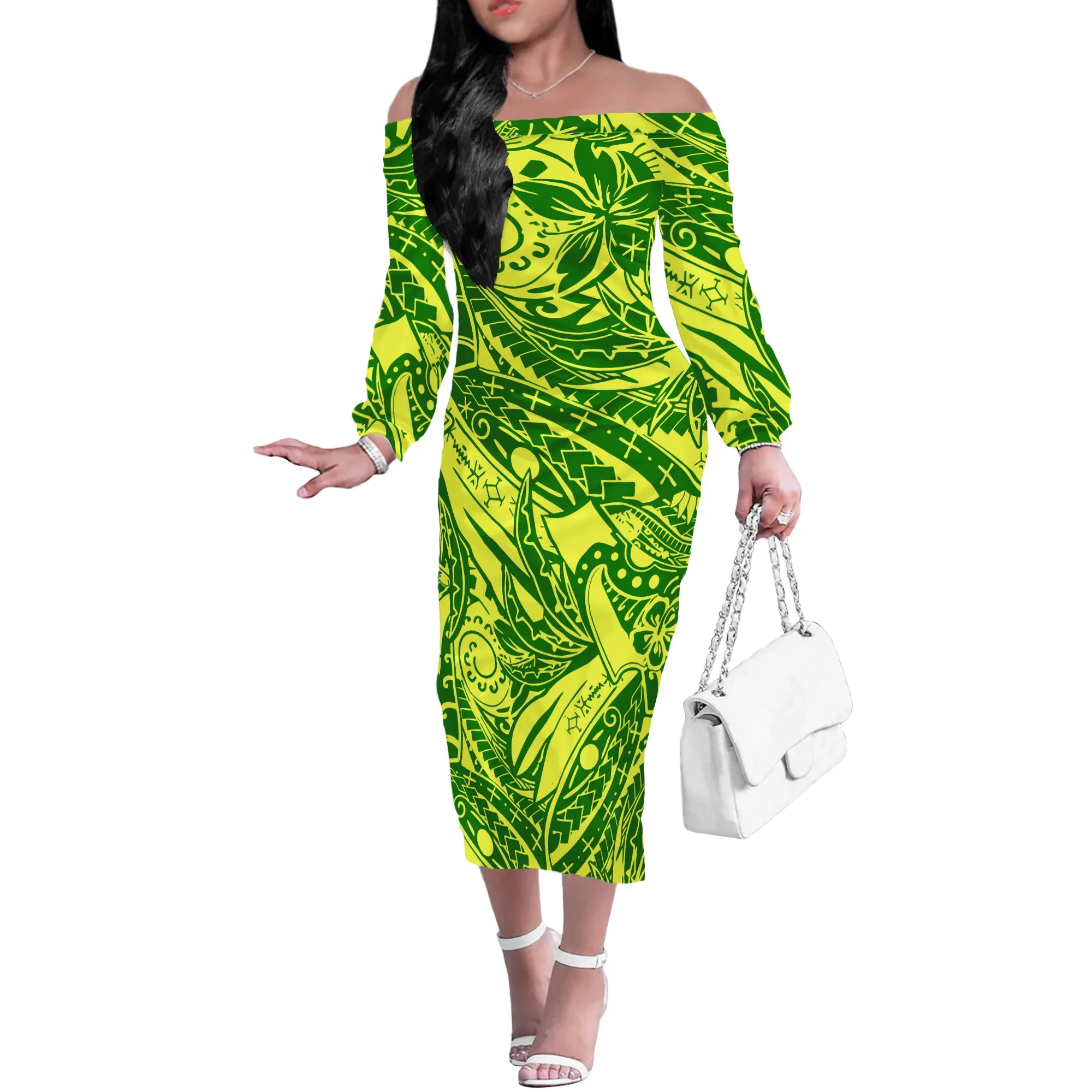 2021 New Arrivals Fashion Women Elegant Neckline Off Shoulder Long Sleeve Printed Polynesian Tribal Women's Party Pencil Dress
2021 New Arrivals Fashion Women Elegant Neckline Off Shoulder Long Sleeve Printed Polynesian Tribal Women's Party Pencil Dress