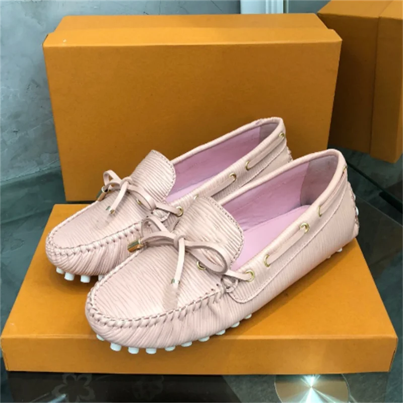 

Women Flats Ballet Shoes Bowknot Leather Breathable Moccasins Female Boat Zapatilla Ballerina Ladies Casual Loafers Luxury Brand