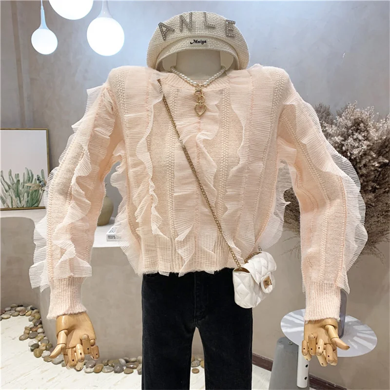 NEW Niche Design Women's Clothing 2021 Autumn Design And Temperament Fashion Mesh Stitching Ruffled Sweater Top
NEW Niche Design Women's Clothing 2021 Autumn Design And Temperament Fashion Mesh Stitching Ruffled Sweater Top