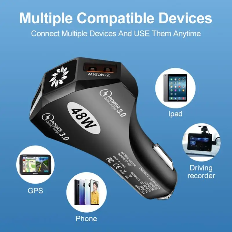Fast Charge Car Charger One For Two Car Charger Charging Car Charger 48W Dual QC3.0 2 USB Car Charger Battery Charging Unit
Fast Charge Car Charger One For Two Car Charger Charging Car Charger 48W Dual QC3.0 2 USB Car Charger Battery Charging Unit