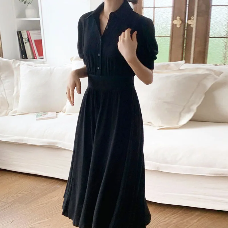 Elegant Breasted Women Pleated Short Sleeve Slim Waist A-line Dresses Casual Female Office Lady Clothes Vestidos
Elegant Breasted Women Pleated Short Sleeve Slim Waist A-line Dresses Casual Female Office Lady Clothes Vestidos