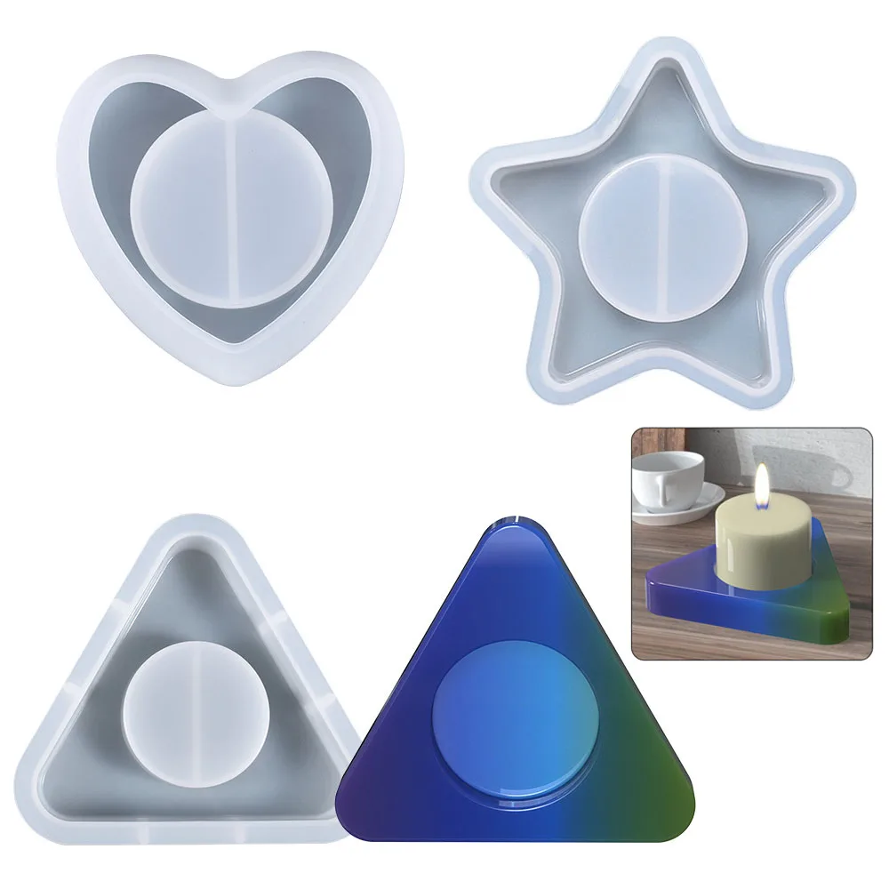 Candlestick Epoxy Resin Mold Heart Five-pointed Star Triangle Storage Box Silicone Mold DIY Candle Holder Home Decorations Mould
Candlestick Epoxy Resin Mold Heart Five-pointed Star Triangle Storage Box Silicone Mold DIY Candle Holder Home Decorations Mould