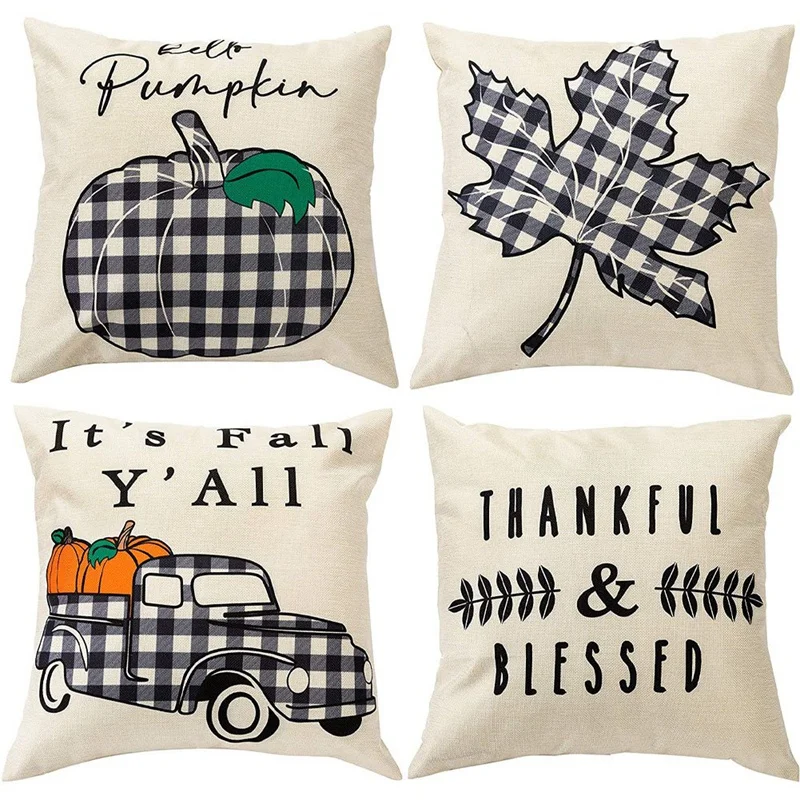 Fall Pillow Covers, 18X18 Inch Buffalo Check Plaid Pumpkin Throw Pillow Cases For Fall Decorations, Thanksgiving Decors
Fall Pillow Covers, 18X18 Inch Buffalo Check Plaid Pumpkin Throw Pillow Cases For Fall Decorations, Thanksgiving Decors