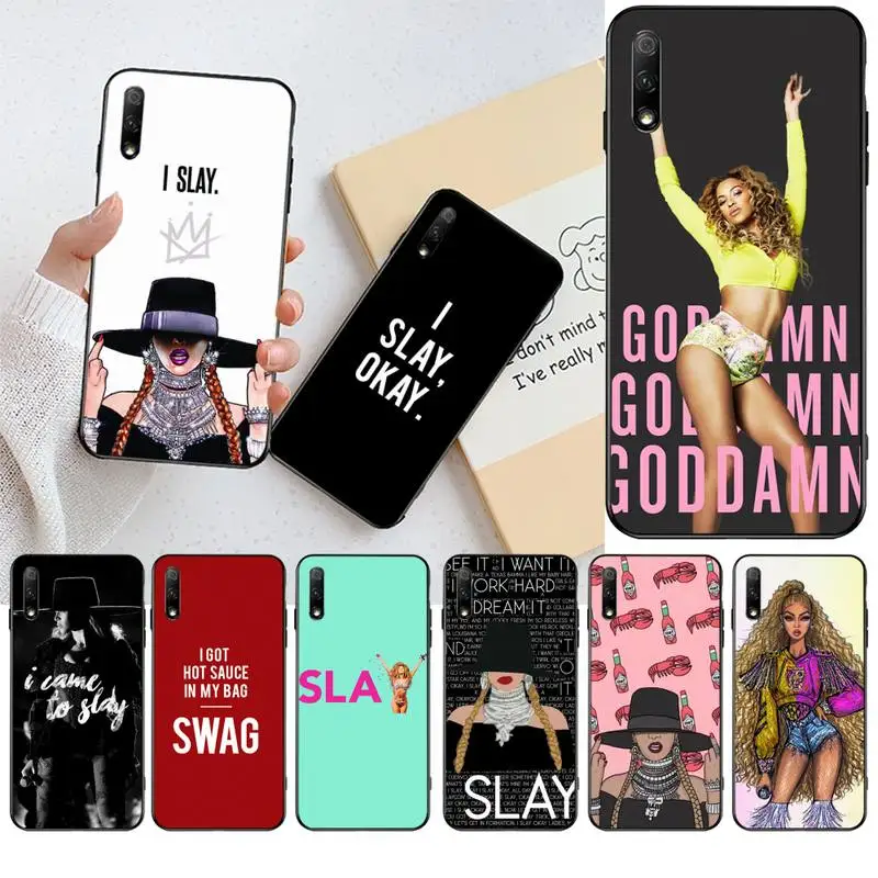 Мягкий черный Чехол Beyonce I slay для телефона Huawei Honor 30 20 10 9 8 8x 8c v30 Lite view pro|Бамперы| |