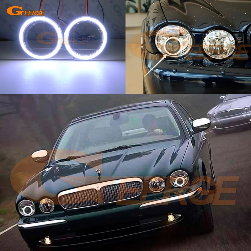 Отличные ультра яркие COB комплект светодиодов глаза ангела halo Кольца для Jaguar XJ XJ8