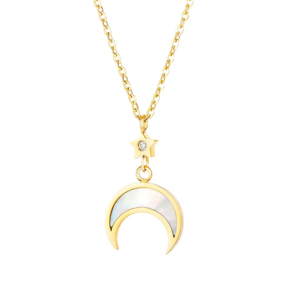 Moon&Star Circle White Shell Stainless Steel Women Wedding Necklace Jewelry Fashion Lady Charm CZ Choker Necklace
Moon&Star Circle White Shell Stainless Steel Women Wedding Necklace Jewelry Fashion Lady Charm CZ Choker Necklace