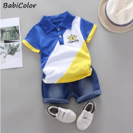 BabiColor/комплект школьной одежды для маленьких мальчиков Летняя Модная хлопковая