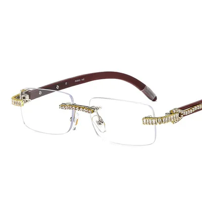New fashion men and women with diamond sunglasses frameless flat mirror wooden optical quality sunglasses
New fashion men and women with diamond sunglasses frameless flat mirror wooden optical quality sunglasses