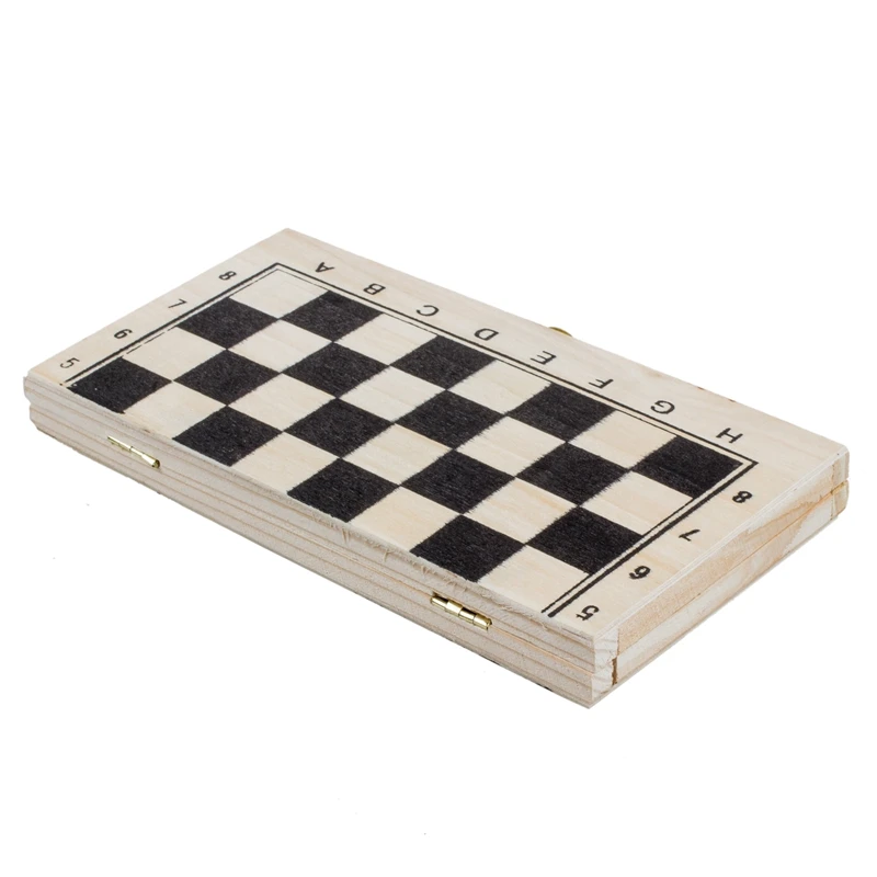 Foldable Wooden Chessboard Travel Chess Set with Lock and Hinges--Ivory Black Pieces | Игрушки и хобби
