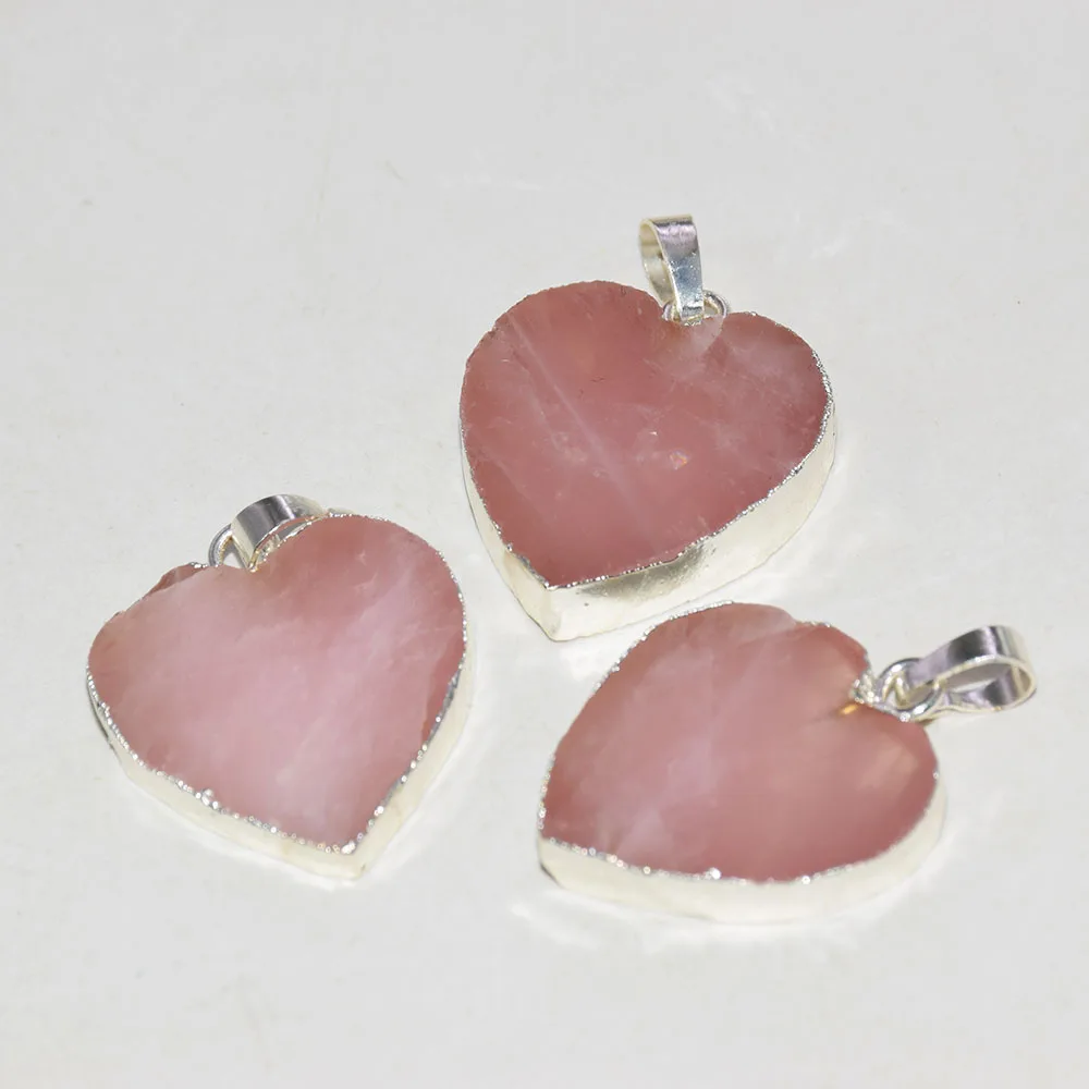 Natural Rose Quartz Heart Pendant Women Pink Crystal Stone 2022 Silver Plating Slice Jewelry making Gem Love Necklace Polish 5pc
Natural Rose Quartz Heart Pendant Women Pink Crystal Stone 2022 Silver Plating Slice Jewelry making Gem Love Necklace Polish 5pc
