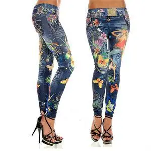 Sexy Women Leggings Butterfly Flower Elastic Ankle-length Slim Punk Style Faux Denim Pencil Pants Printed Imitation Jeans
Sexy Women Leggings Butterfly Flower Elastic Ankle-length Slim Punk Style Faux Denim Pencil Pants Printed Imitation Jeans
