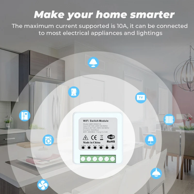 WiFi Smart Light Switch Module 16A Timer Switch Tuya APP Wireless Remote Control Work With Alexa Google Home Group Control
WiFi Smart Light Switch Module 16A Timer Switch Tuya APP Wireless Remote Control Work With Alexa Google Home Group Control