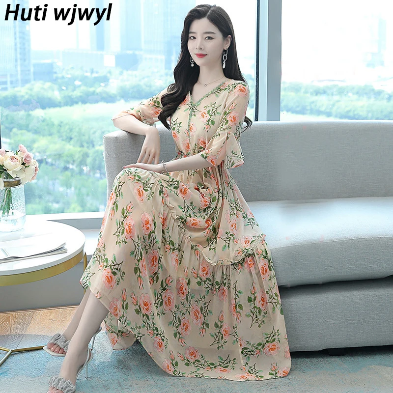 Vintage Chic Sexy Boho Beach Maxi Dress 2022 Summer Floral Chiffon Casual Sundress Women Elegant Party Bodycon Prom Midi Vestido
Vintage Chic Sexy Boho Beach Maxi Dress 2022 Summer Floral Chiffon Casual Sundress Women Elegant Party Bodycon Prom Midi Vestido