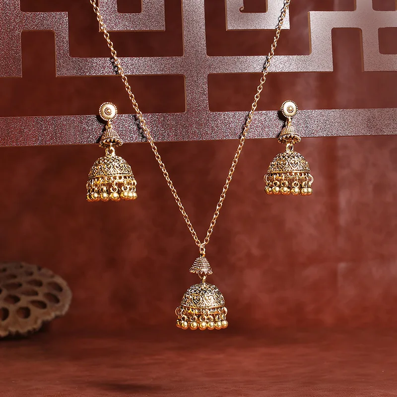 Vintage Indian Wedding Jewelry Set For Women Gold Color Carved Bells Necklace&Earring Statement Dangle Earrings Gifts
Vintage Indian Wedding Jewelry Set For Women Gold Color Carved Bells Necklace&Earring Statement Dangle Earrings Gifts
