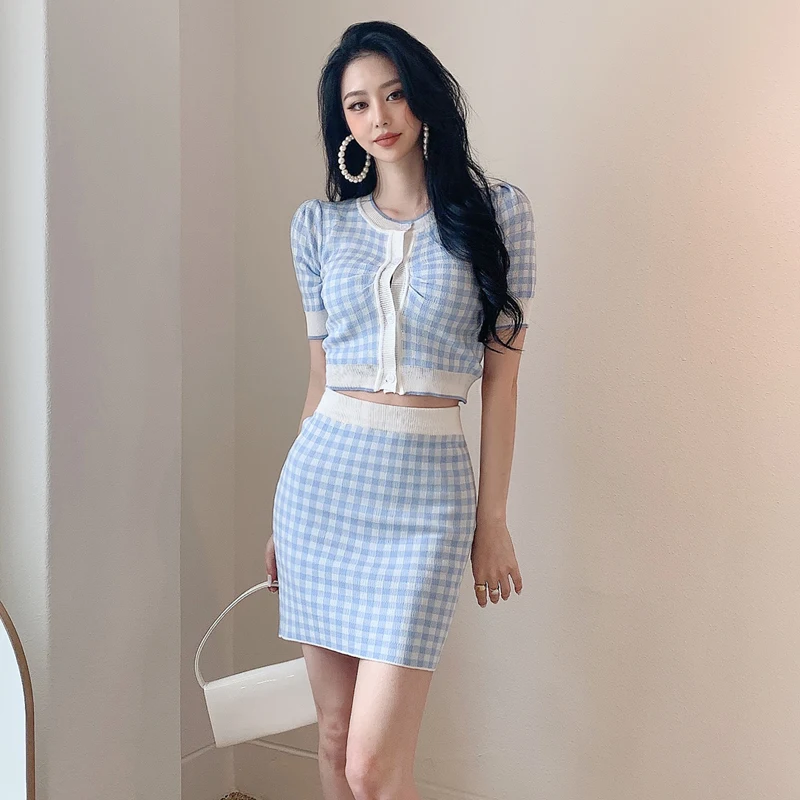 2021 Summer Retro Small Fresh Plaid Knitted Jacket Women's Sweet Age Reducing High Waist Skirt Plaid Suit
2021 Summer Retro Small Fresh Plaid Knitted Jacket Women's Sweet Age Reducing High Waist Skirt Plaid Suit