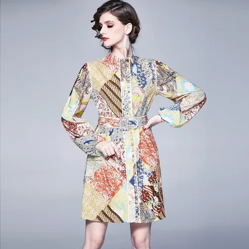 Autumn Women Luxury Vintage Dress Ladies Lantern Sleeve Stand Collar Print Shirt Dress Casual Party Mini Elegant Dress Vestid
Autumn Women Luxury Vintage Dress Ladies Lantern Sleeve Stand Collar Print Shirt Dress Casual Party Mini Elegant Dress Vestid