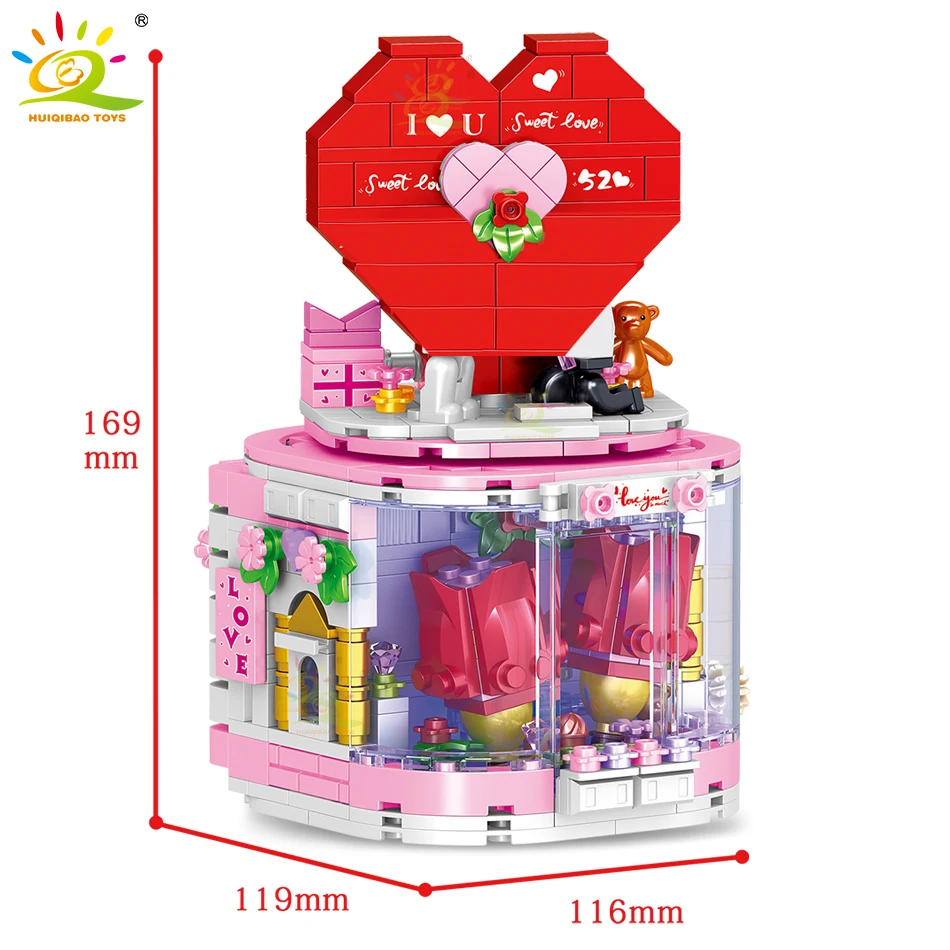 HUIQIBAO 520Pcs Valentine's Day Music Musical Box Propose Rose Building Blocks City Creativity Bricks Toys Girl Friend Gifts
HUIQIBAO 520Pcs Valentine's Day Music Musical Box Propose Rose Building Blocks City Creativity Bricks Toys Girl Friend Gifts