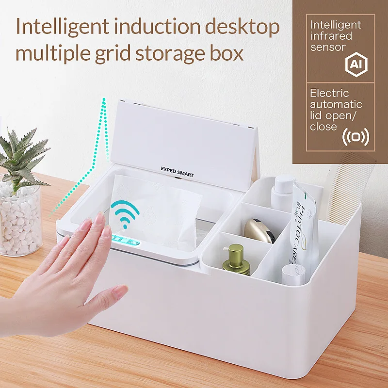 Smart Sensor Storage Box Creative USB Charging Desktop Jewelry Sundries Storage Box Home Living Room Bedroom Tissue Snack Box
Smart Sensor Storage Box Creative USB Charging Desktop Jewelry Sundries Storage Box Home Living Room Bedroom Tissue Snack Box