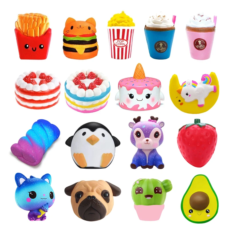 

New Jumbo Kawaii Popcorn Fries Panda Squishy Cake Deer Milk Squeeze Toys Slow Rising Cream Scented Antistress Child Kid Baby Toy