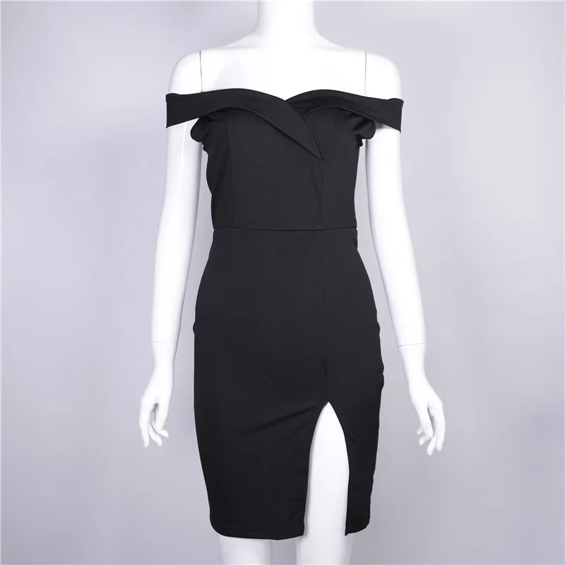 Summer Women's Dress Off Shoulder Split Sexy Solid Dress Bodycon Mini Dresses Package Hips Party Club Dress Black Bandage Dress
Summer Women's Dress Off Shoulder Split Sexy Solid Dress Bodycon Mini Dresses Package Hips Party Club Dress Black Bandage Dress