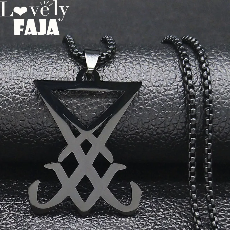 Sigil Церковь Сатаны Нержавеющая сталь заявление ожерелье печатка Люцифера LaVey