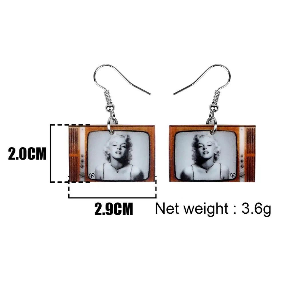 BONSNY Acrylic Marilyn Monroe Television Earrings Drop Dangle Jewelry Ornament For Women Girl Teen Kid Charm Gift Hot Sale Bulk
BONSNY Acrylic Marilyn Monroe Television Earrings Drop Dangle Jewelry Ornament For Women Girl Teen Kid Charm Gift Hot Sale Bulk