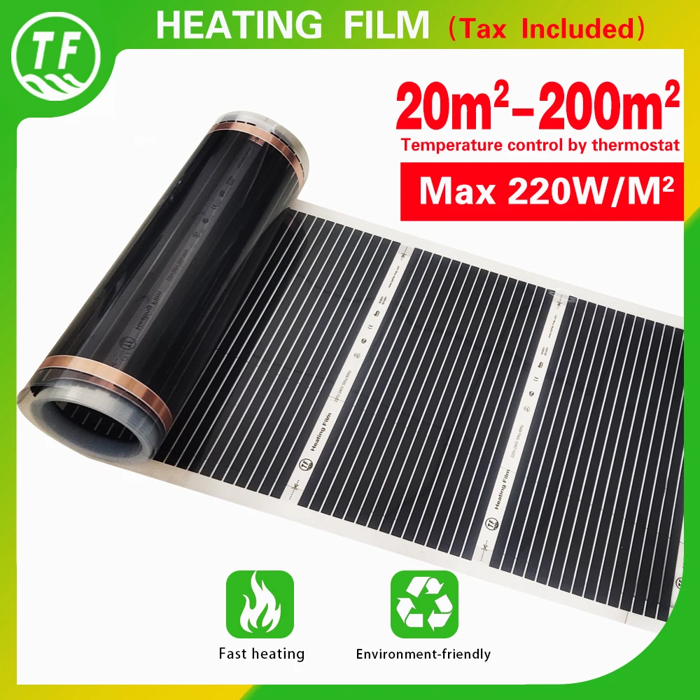 Tax Included Korea Made Quality Far-Infrared Electric Floor Heating Film 20m2 - 200m2 Wolesale Price 220VAC Width 0.5m 220W/m2
Tax Included Korea Made Quality Far-Infrared Electric Floor Heating Film 20m2 - 200m2 Wolesale Price 220VAC Width 0.5m 220W/m2