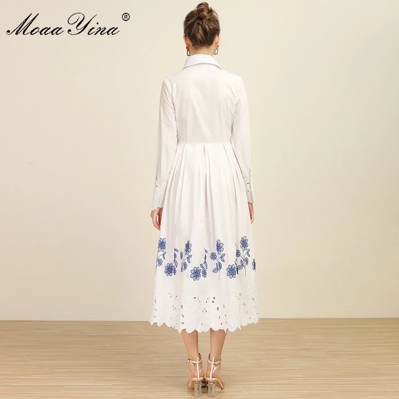 MoaaYina Fashion Designer dress Spring Autumn Women's Dress Long sleeve Floral Embroidery Dresses
MoaaYina Fashion Designer dress Spring Autumn Women's Dress Long sleeve Floral Embroidery Dresses