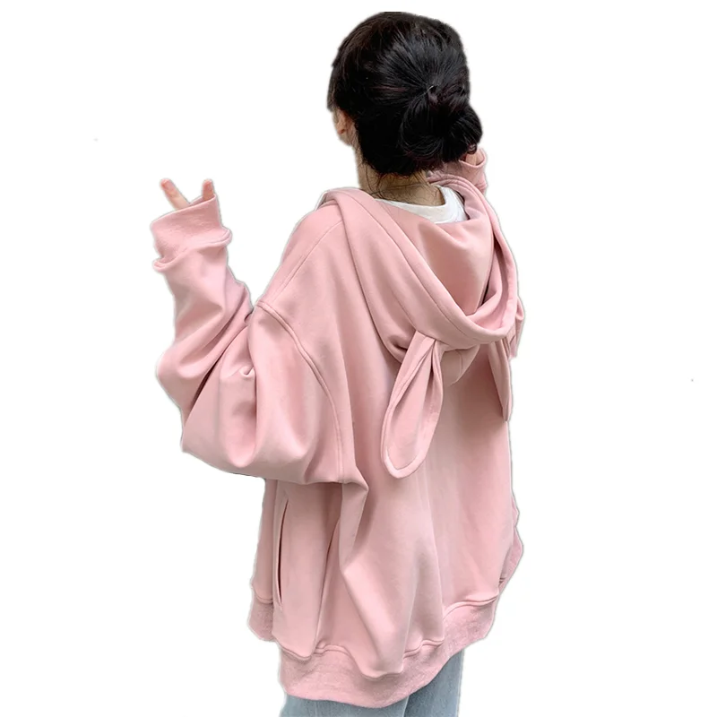 Autumn Winter Women Harajuku Kawaii Pink Rabbit Ears Hooded Sweatshirt Floral Embroidery Zip-up Hoodies Teenager Girls Moletom
Autumn Winter Women Harajuku Kawaii Pink Rabbit Ears Hooded Sweatshirt Floral Embroidery Zip-up Hoodies Teenager Girls Moletom