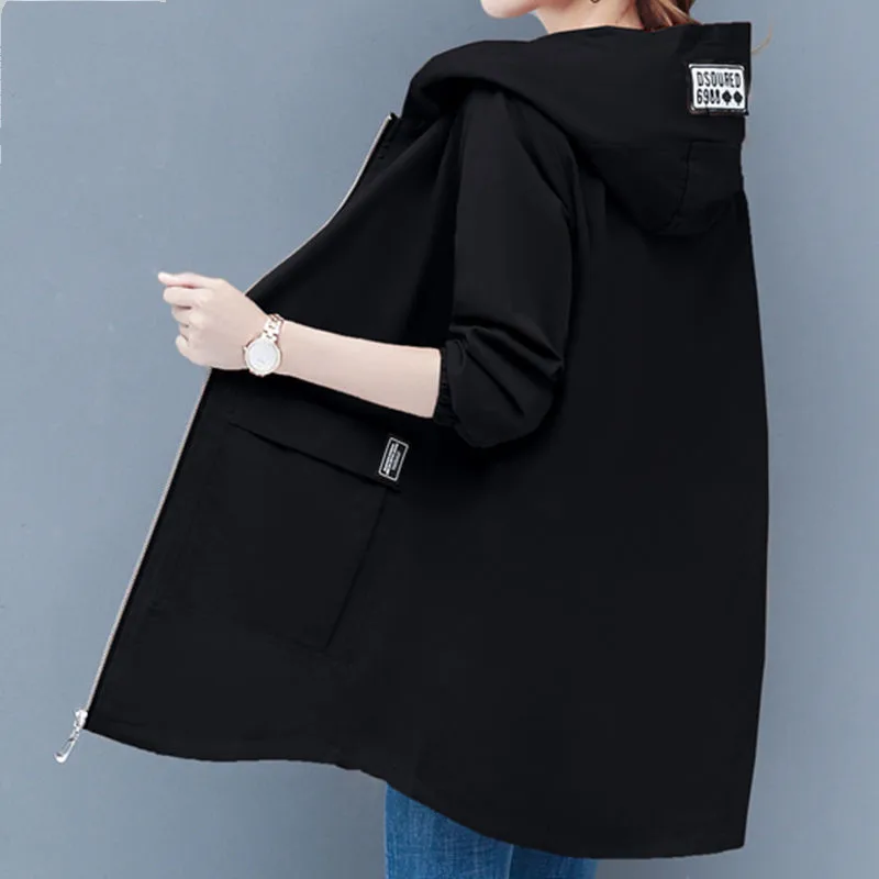 Plus Size 6XL 2021 New Women's Windbreaker Coat Long Spring Autumn Slim Basic Zipper Jacket With Hooded Female Windbreake
Plus Size 6XL 2021 New Women's Windbreaker Coat Long Spring Autumn Slim Basic Zipper Jacket With Hooded Female Windbreake