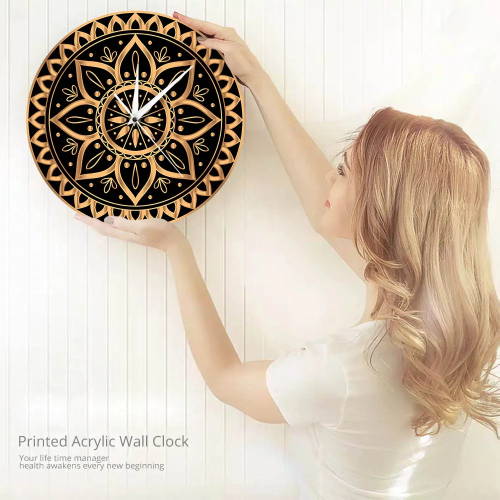 Luxury Gold Black Mandala Ethnic Royal Pattern Vintage Clock Wall Watch Indian Sun Design Yoga Studio Mute Non Ticking Horologe
Luxury Gold Black Mandala Ethnic Royal Pattern Vintage Clock Wall Watch Indian Sun Design Yoga Studio Mute Non Ticking Horologe