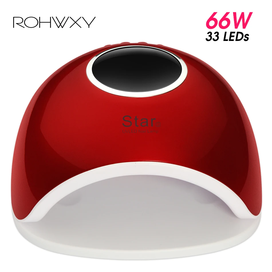 Лампа для ногтей ROHWXY 66 Вт с 33 светодиодами УФ сушилка художественного геля лампа