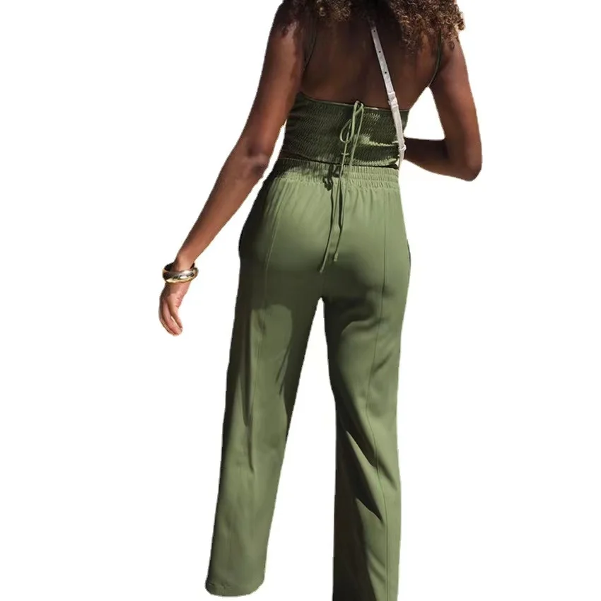 Summer new slim sexy short crop midriff bottom halter belt sleeveless small vest women outside to wear top wide leg trouser suit
Summer new slim sexy short crop midriff bottom halter belt sleeveless small vest women outside to wear top wide leg trouser suit