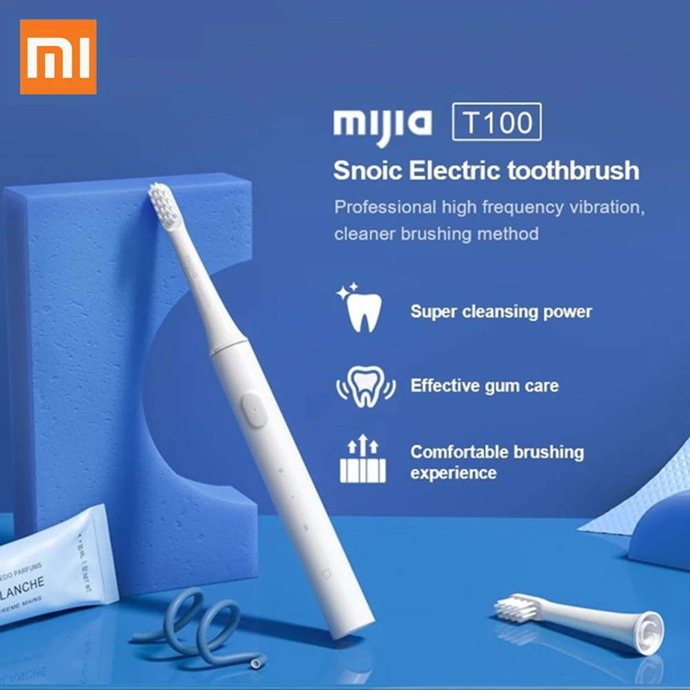 

Xiaomi Mijia T100 звуковая электрическая зубная щетка 30 дней в режиме ожидания IPX7 Водонепроницаемая 46 г Ультра портативная противоскользящая конс...