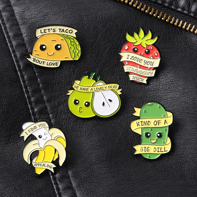 Strawberry Pear Banana Dialogue Banner Enamel Pins Food Taco Boo Brooches Lapel Badge Bag Cartoon Jewelry Gifts For Kids Friends
Strawberry Pear Banana Dialogue Banner Enamel Pins Food Taco Boo Brooches Lapel Badge Bag Cartoon Jewelry Gifts For Kids Friends
