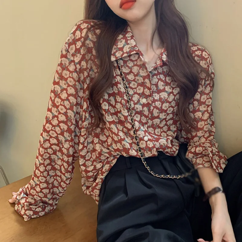 ETOSELL Fashionable Lapel Thin Buttons Chiffon Shirt Top Women Clothes Retro Floral Long Sleeve Loose Blouses
ETOSELL Fashionable Lapel Thin Buttons Chiffon Shirt Top Women Clothes Retro Floral Long Sleeve Loose Blouses