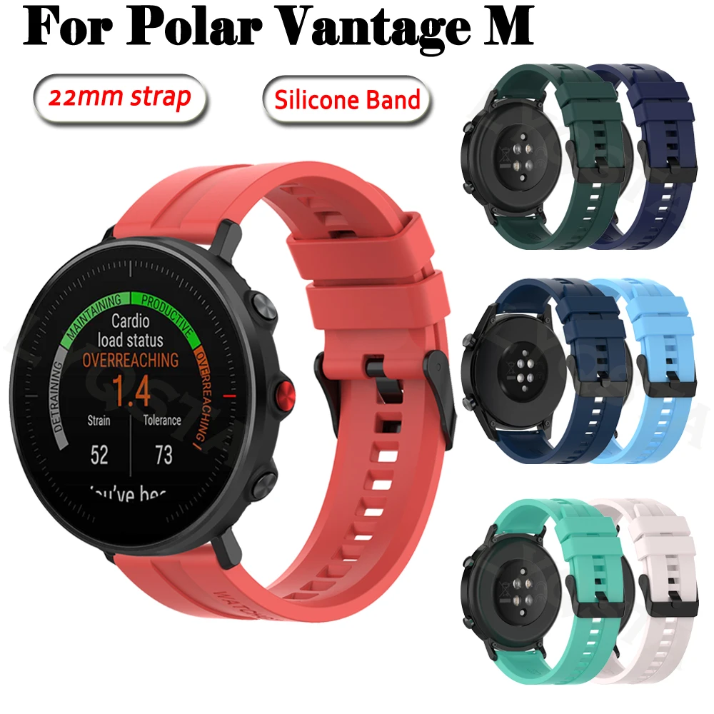 

22mm Watch Bands Accessories For Polar Vantage M Smartwatch Silicone Watchband Wriststrap Bracelet Belt Replacement Strap Ремень