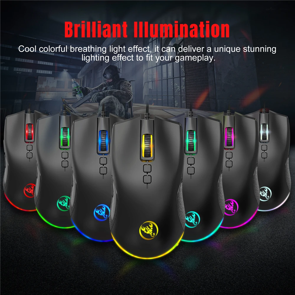 HXSJ A883 USB Wired Gaming Mouse RGB Gamer Mouses with 4 Adjustable DPI Ergonomic Design for Desktop Laptop
HXSJ A883 USB Wired Gaming Mouse RGB Gamer Mouses with 4 Adjustable DPI Ergonomic Design for Desktop Laptop