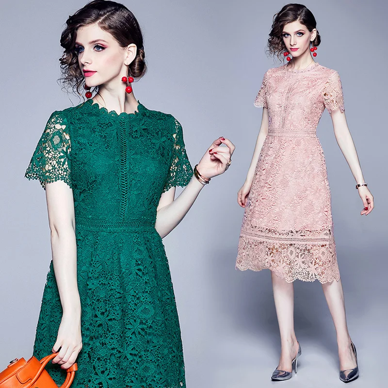 New Fashion Designer Runway Dress Women 2019 Summer Style Elegant Short Sleeve Hollow Out Flowers Sweet Solid Lace Party Dresses
New Fashion Designer Runway Dress Women 2019 Summer Style Elegant Short Sleeve Hollow Out Flowers Sweet Solid Lace Party Dresses