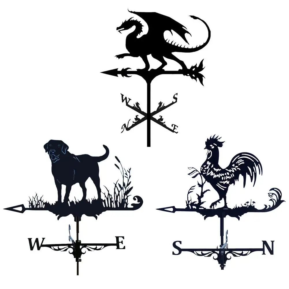 

Флюгер из кованого железа для фермерского дома, летающий дракон и крыша собаки, индикатор направления ветра, металл Декоративная мельница