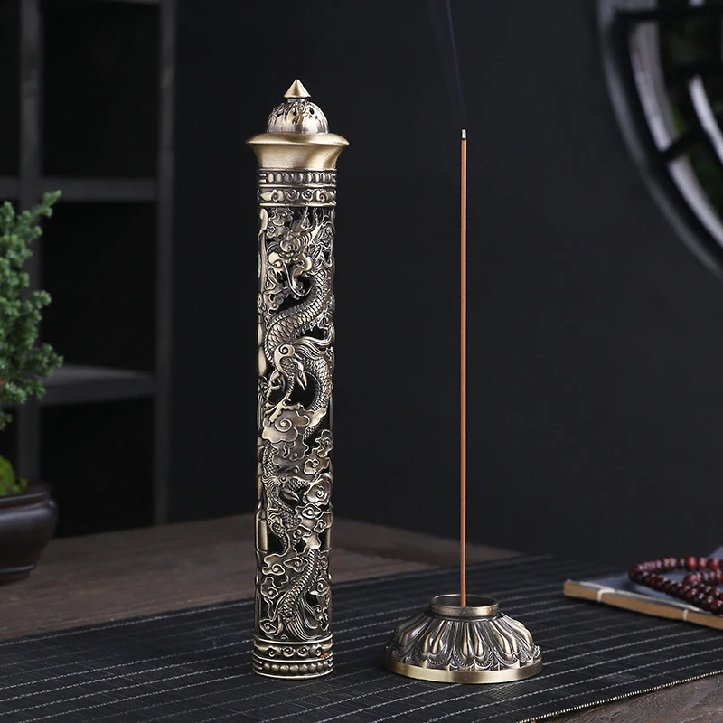 Antique Vertical Chinese Vintage Dragon Phoenix Pillar Incense Holder Office Home Retro Decoration Incense Holder
Antique Vertical Chinese Vintage Dragon Phoenix Pillar Incense Holder Office Home Retro Decoration Incense Holder